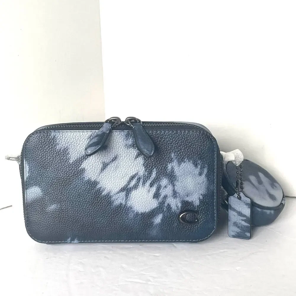 Coach Charter Slim Crossbody CU208 Blue Tie Dye Leather Sling Bag